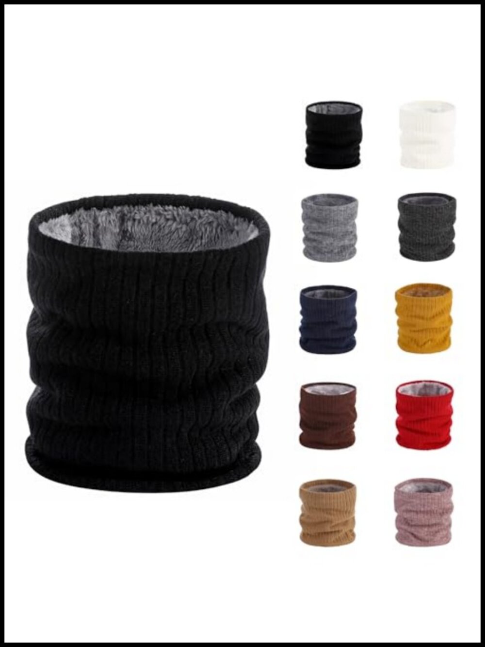 Knitted Neck Gaiter Thermal Fleece Neck Warmer for Outdoor Winter